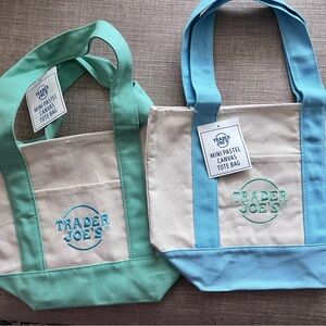 Trader Joe's Mini Pastel Canvas Tote Bags